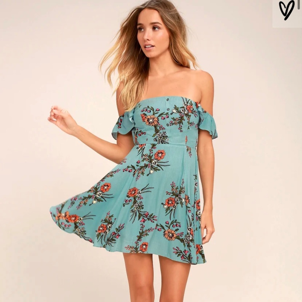 LULUS | Light Blue Off-the-Shoulder Dress